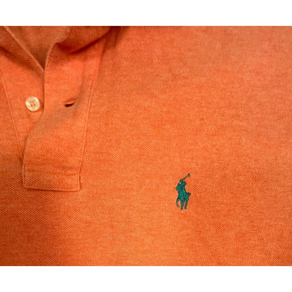 Polo Ralph‎ Lauren Mens Orange Heather ShortSleeve Polo Shirt Large Teal Pony
